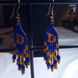 Hand Crafted  Denver Broncos Beaded Earrings